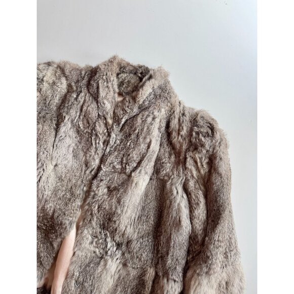 Vintage 90s ADA Brown Grey Rabbit Fur Jacket Coat, Size M - Picture 6 of 16
